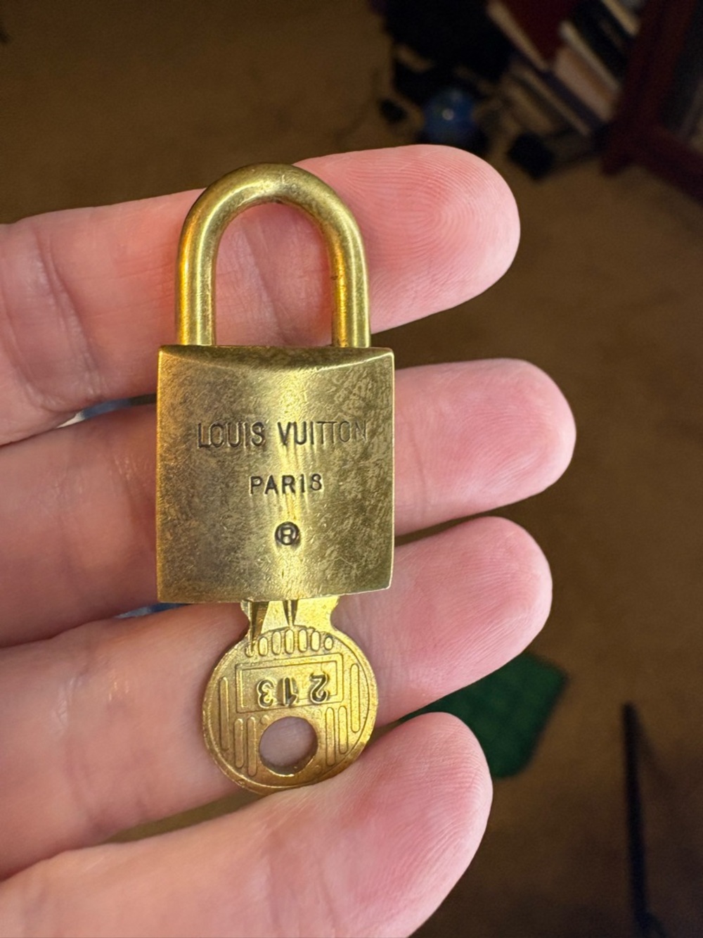 Louis Vuitton Brass Padlock and Numbered Key - #213 Gold Tone